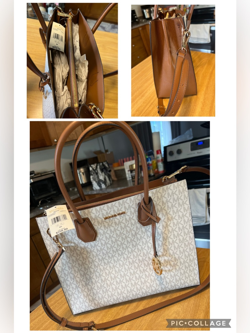NWT MK White/ Tan Sheila Crossbody & matching wallet